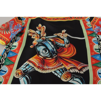 Dolce & Gabbana Multicolor Soldier Carretto Silk Top T-shirt