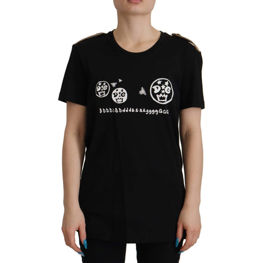 Dolce & Gabbana Black Logo Motive Crewneck Cotton T-shirt TSH7846- 40