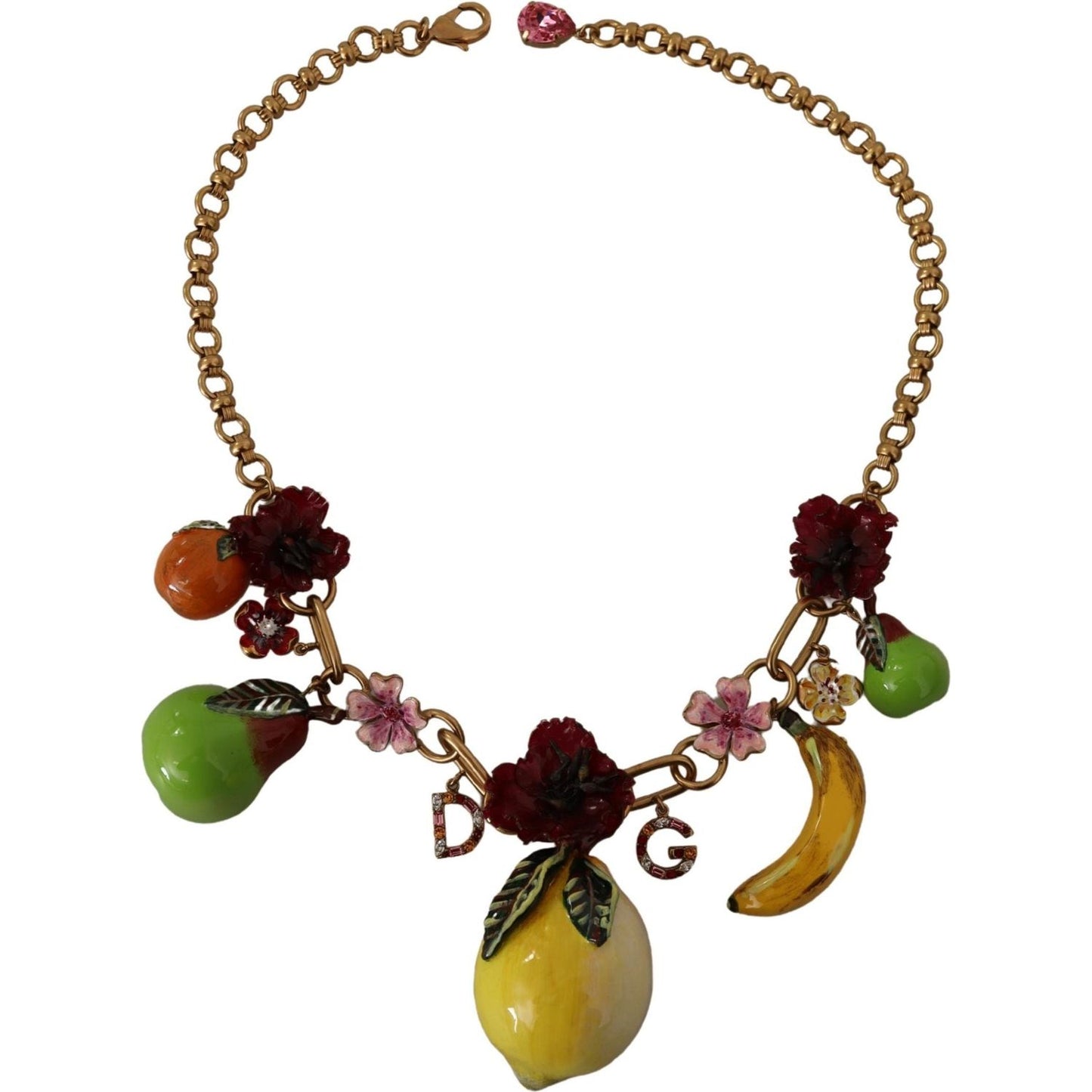 Dolce & Gabbana Gold Brass Sicily Fruits Roses Statement Necklace Necklace
