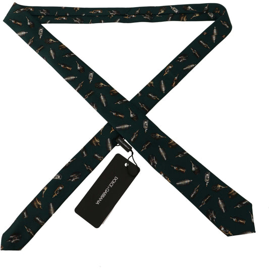 Dolce & Gabbana Black Bottle Fantasy Print Silk Adjustable Accessory Tie KRA3170
