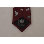 Dolce & Gabbana Maroon Hat Pattern 100% Silk Adjustable Accessory Tie KRA3191