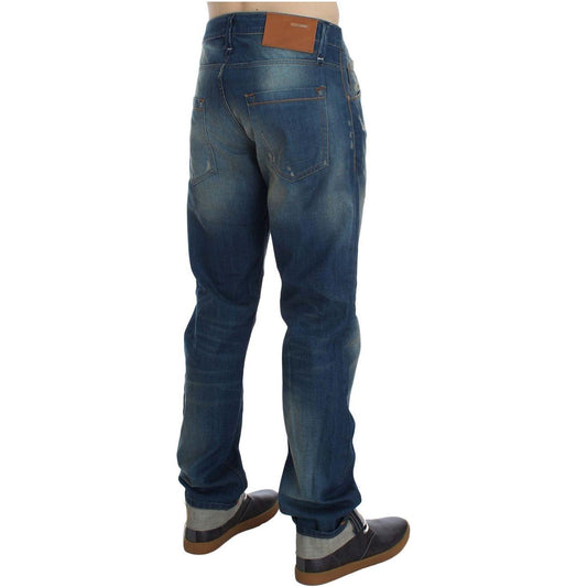 Acht Blue Wash Denim Cotton Stretch Baggy Fit Jeans SIG30490-1