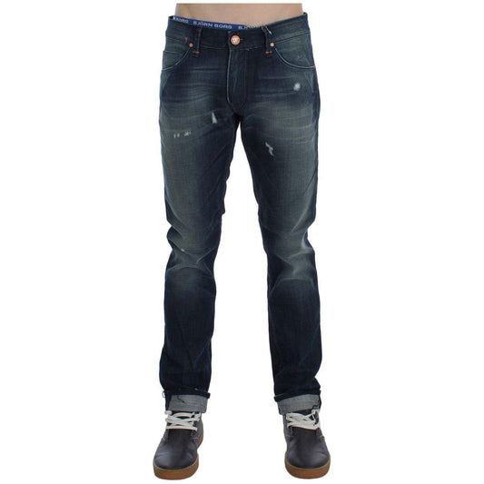 Acht Blue Wash Cotton Denim Slim Fit Jeans SIG30494-1
