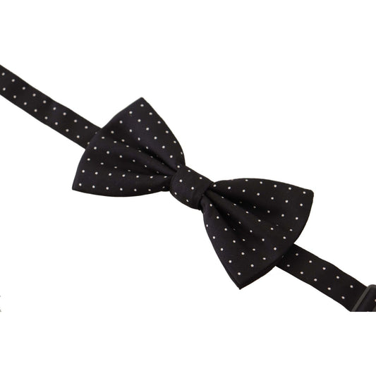 Dolce & Gabbana Black White Polka Dot 100% Silk Neck Papillon Tie FT3581