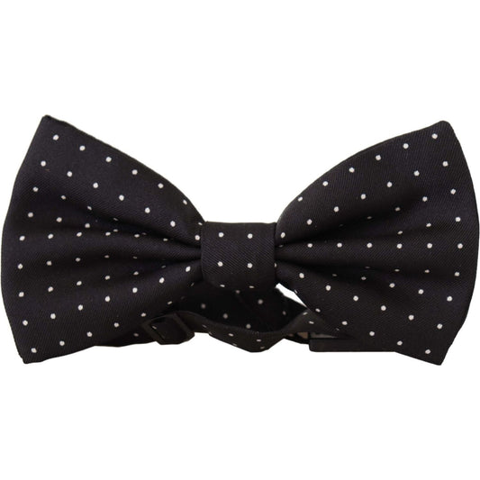 Dolce & Gabbana Black White Polka Dot 100% Silk Neck Papillon Tie FT3581