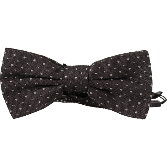 Dolce & Gabbana Gray Polka Dot 100% Silk Neck Papillon Tie FT3591