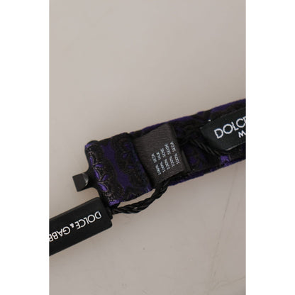 Dolce & Gabbana Blue Geometric Silk Adjustable Neck Papillon Tie