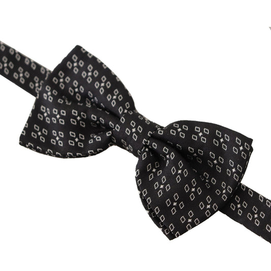 Dolce & Gabbana Black White Polka Dot 100% Silk Neck Papillon Tie FT3596