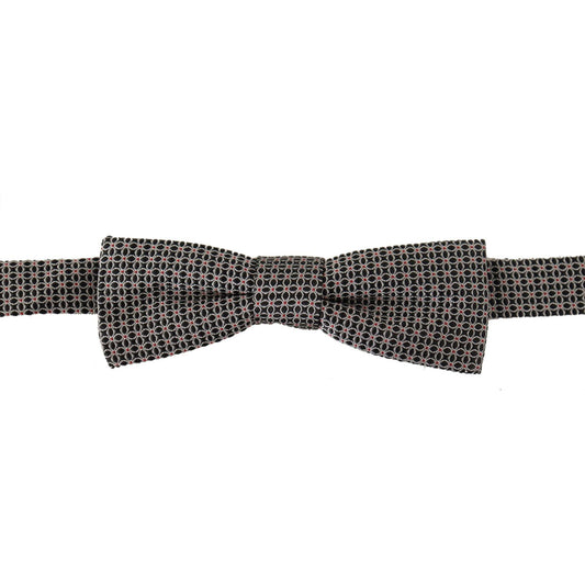 Dolce & Gabbana Black White Flower Pattern Silk Neck Papillon Tie FT3614