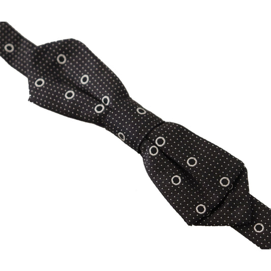 Dolce & Gabbana Black White Polka Dot 100% Silk Neck Papillon Tie FT3615