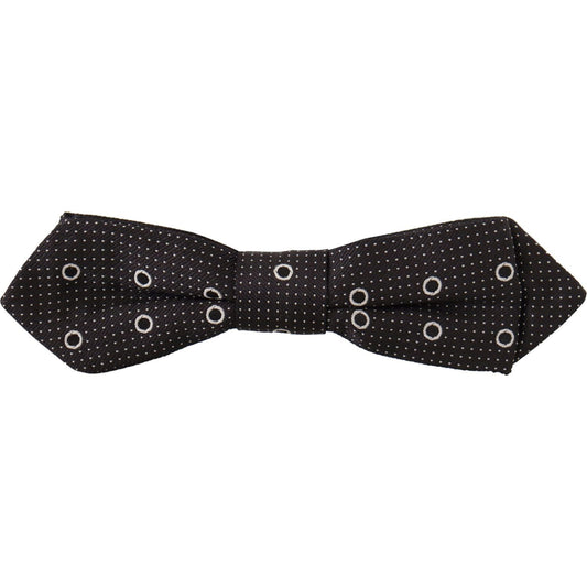 Dolce & Gabbana Black White Polka Dot 100% Silk Neck Papillon Tie FT3615