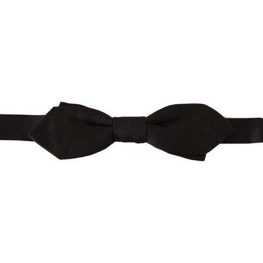 Dolce & Gabbana Black Solid 100% Silk Adjustable Neck Papillon Tie FT3646