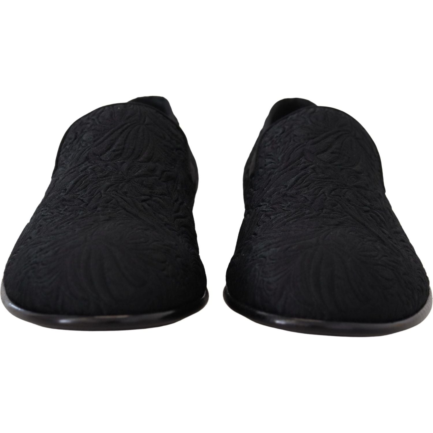 حذاء Dolce &amp; Gabbana الأنيق المصنوع من قماش الجاكار باللون الأسود مع نعل مسطح