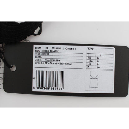 Dolce & Gabbana Black Silk Floral Lace Lingerie Top