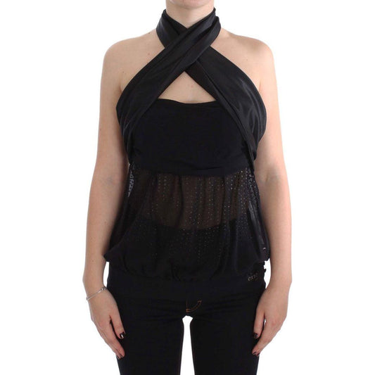 Exte Black Neck Wrap Top Blouse SIG30856-4