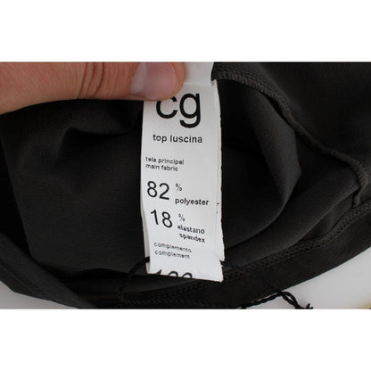 CORA GROPPO Gray Blue Stretch Blouse Top