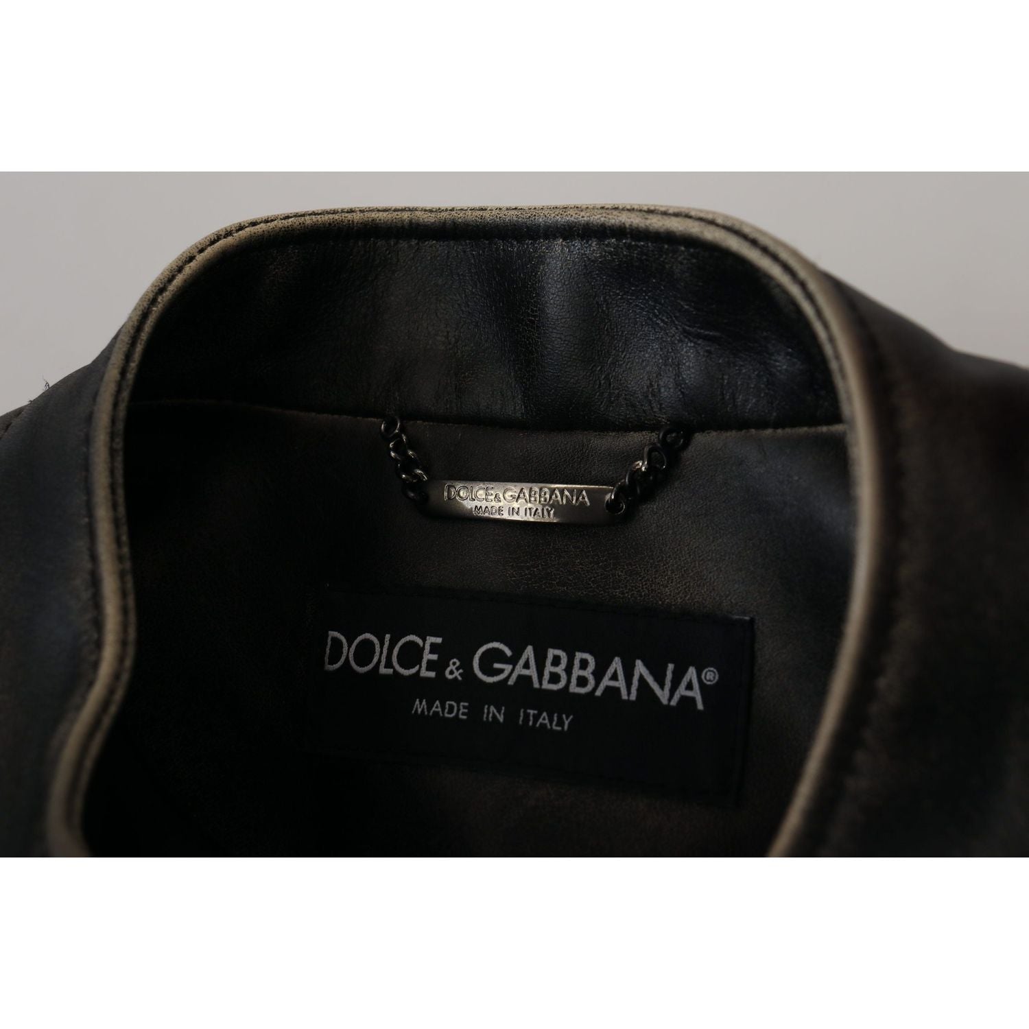 Dolce & Gabbana Black Leather Zipper Biker Coat Jacket