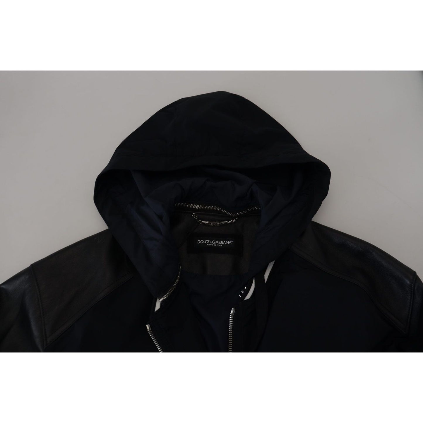 Dolce & Gabbana Black Polyester Hooded Blouson Coat Jacket