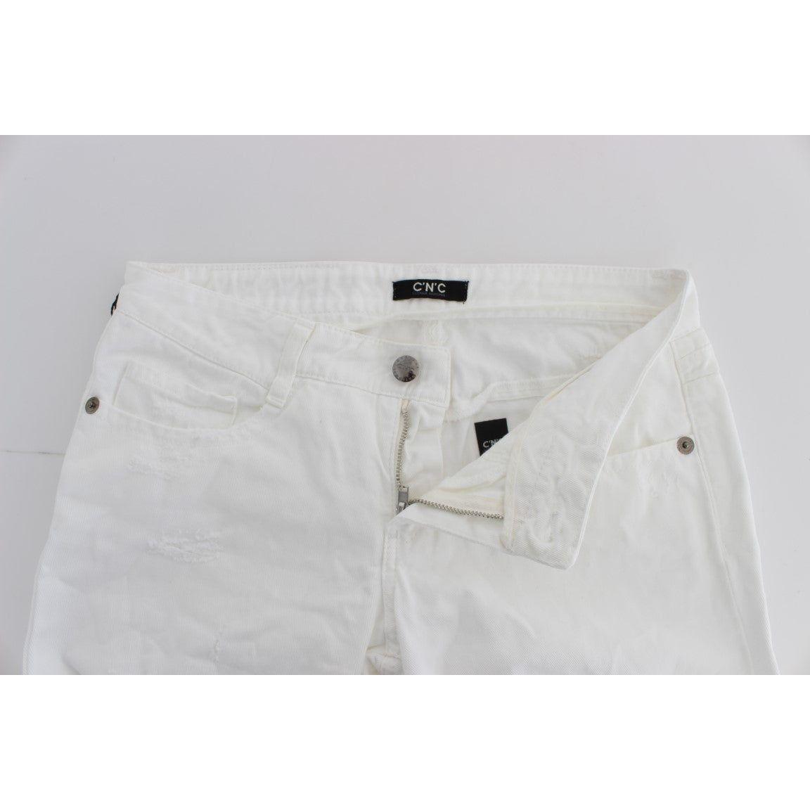 Costume National White Cotton Slim Fit Denim Bootcut Jeans