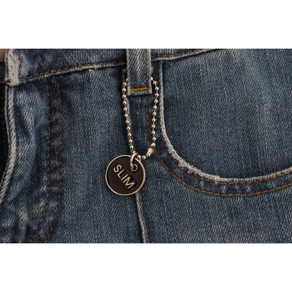 Costume National Blue Cotton Slim Fit Cropped Jeans Jeans & Pants