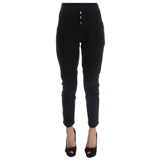 Costume National Black Cotton Slim Fit Cropped Jeans Jeans & Pants