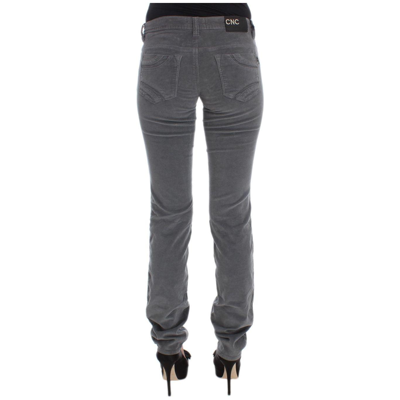 Costume National Gray Cotton Super Slim Corduroys Jeans