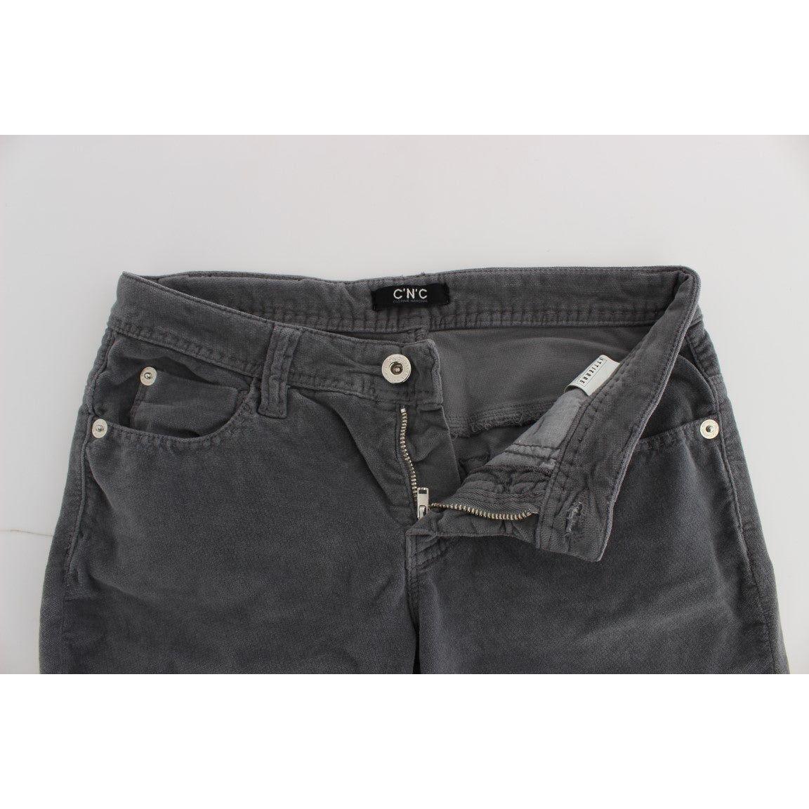 Costume National Gray Cotton Super Slim Corduroys Jeans