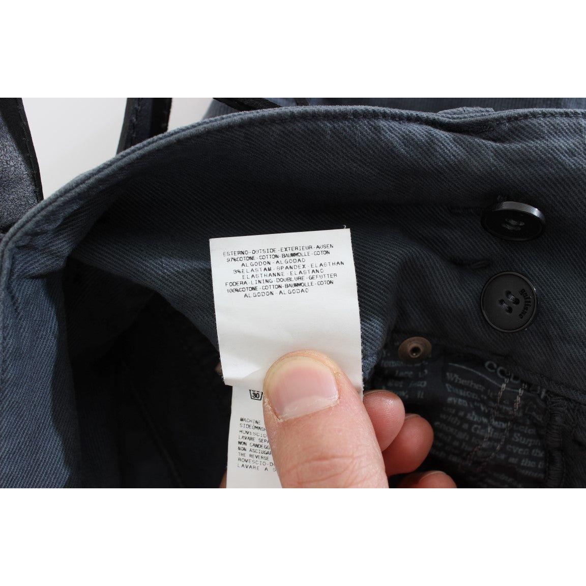 John Galliano Blue Cotton Blend Slim Fit High Waist Jeans