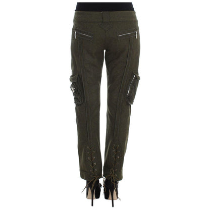 Ermanno Scervino Green Wool Blend Loose Fit Cargo Pants