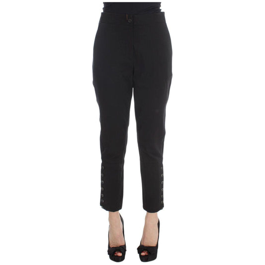 Ermanno Scervino Black Cotton Blend Capri Cropped Pants Jeans & Pants