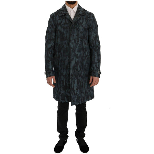 Dolce & Gabbana Blue Camouflage Trench Trench SIG60312-1