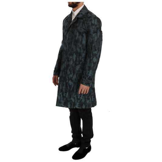 Dolce & Gabbana Blue Camouflage Trench Trench SIG60312-1