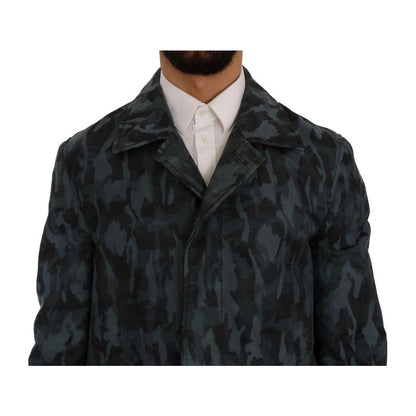Dolce & Gabbana Blue Camouflage Trench Trench Coats & Jackets