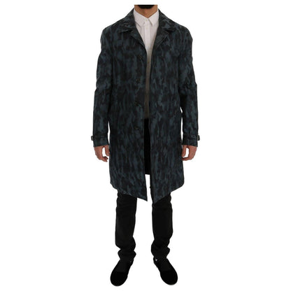 Dolce & Gabbana Blue Camouflage Trench Trench Coats & Jackets