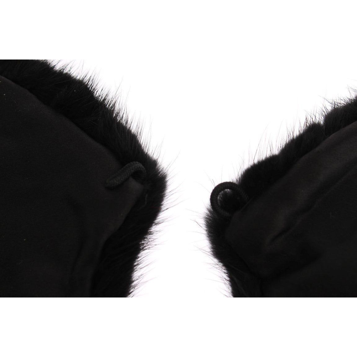 Dolce & Gabbana Black Mink Fur Shoulder Collar Scarf MS1565-7