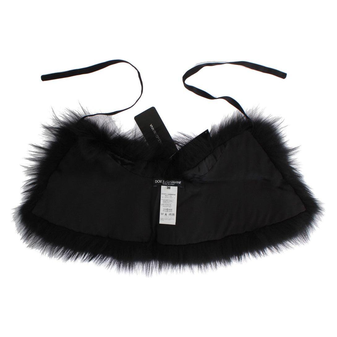 Dolce & Gabbana Black Fox Fur Collar Scarf Fur Scarves
