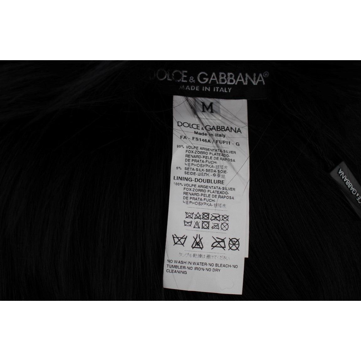 Dolce & Gabbana Black Fox Fur Shoulder Wrap Cover Collar Scarf