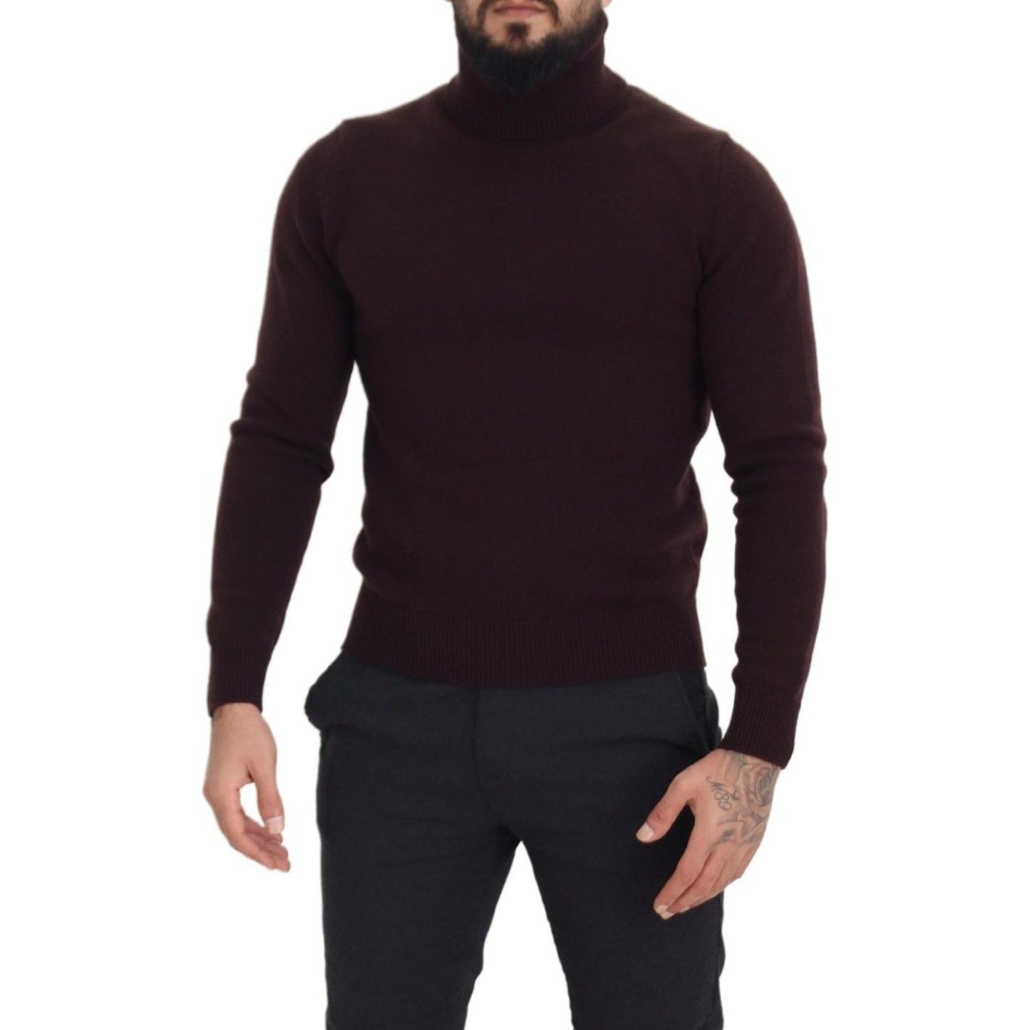 Dolce & Gabbana Brown Wool Turtle Neck Pullover Sweater