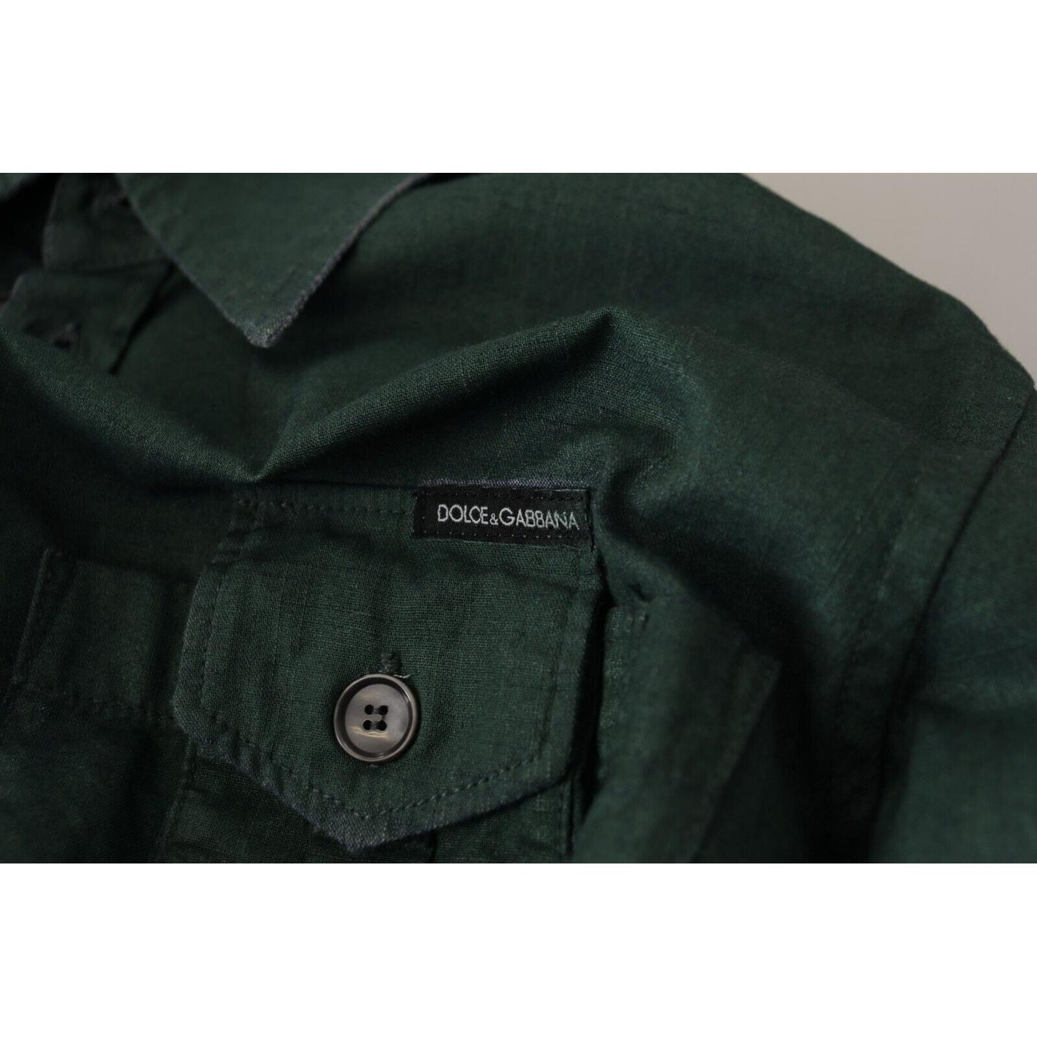 Dolce & Gabbana Dark Green Button Down Long Sleeves Shirt