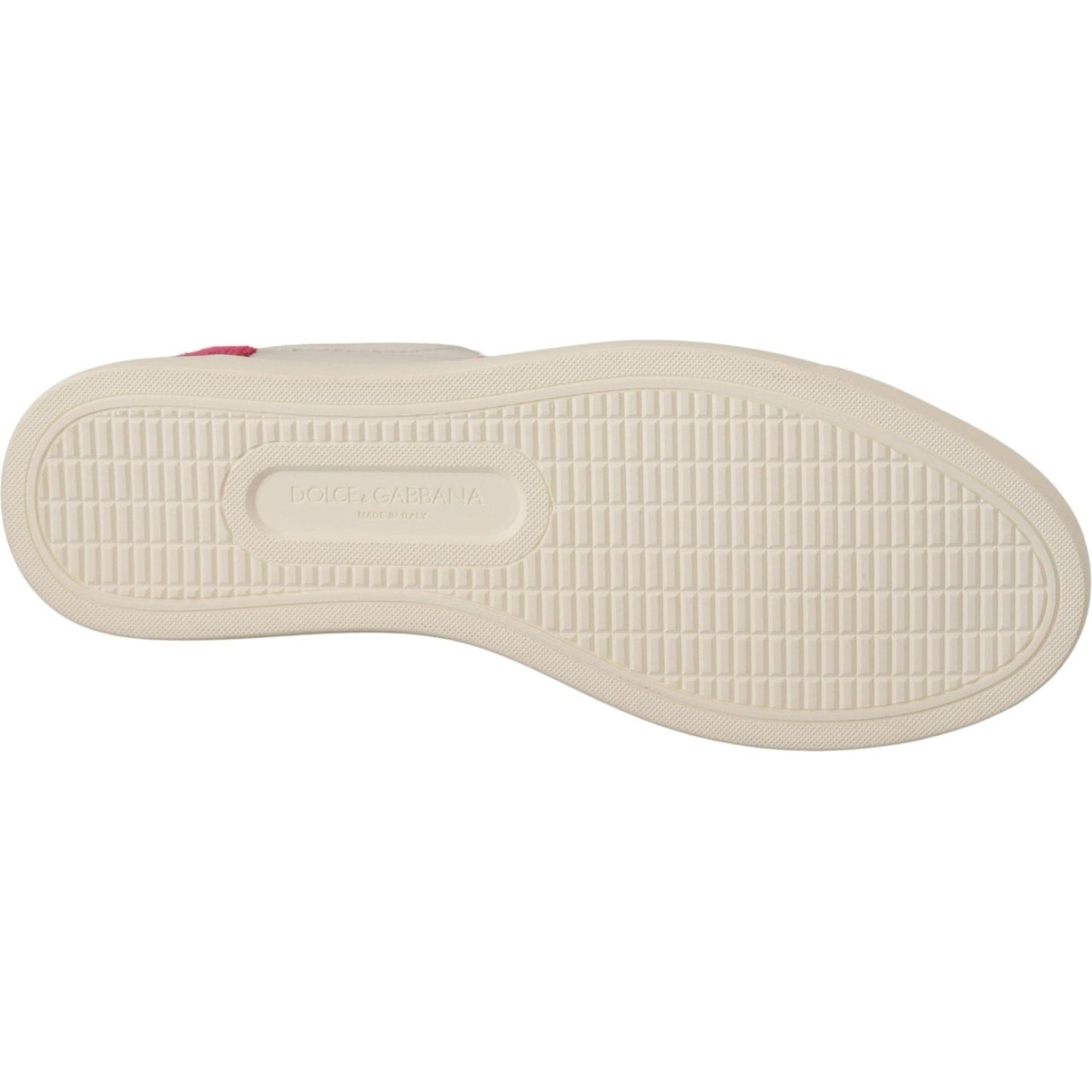 Dolce & Gabbana White Pink Leather Low Top Sneakers Womens Shoes