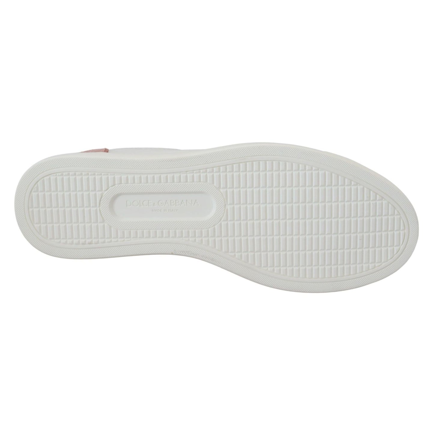 Dolce & Gabbana White Pink Leather Low Top Sneakers Shoes