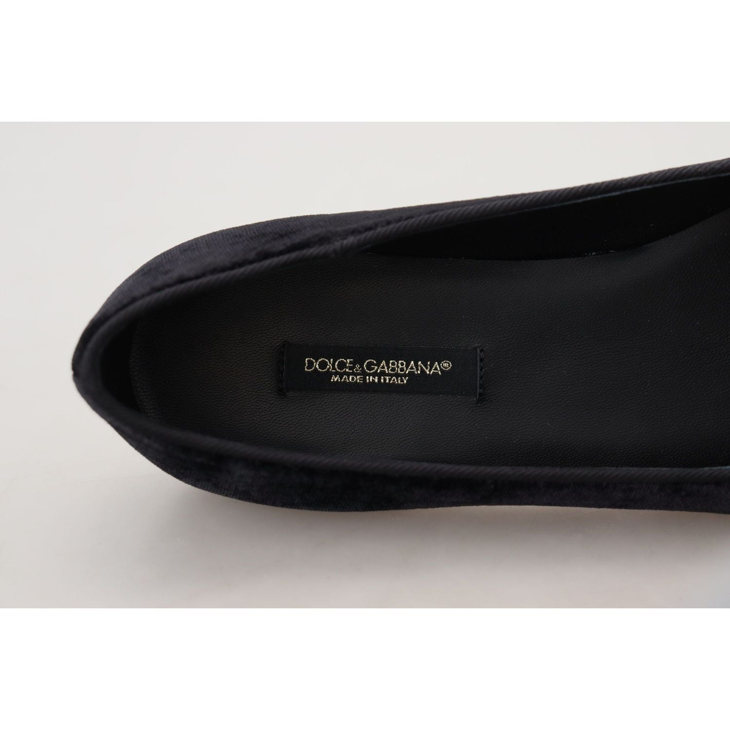 Dolce & Gabbana Black Velvet Slip Ons Loafers Flats Shoes