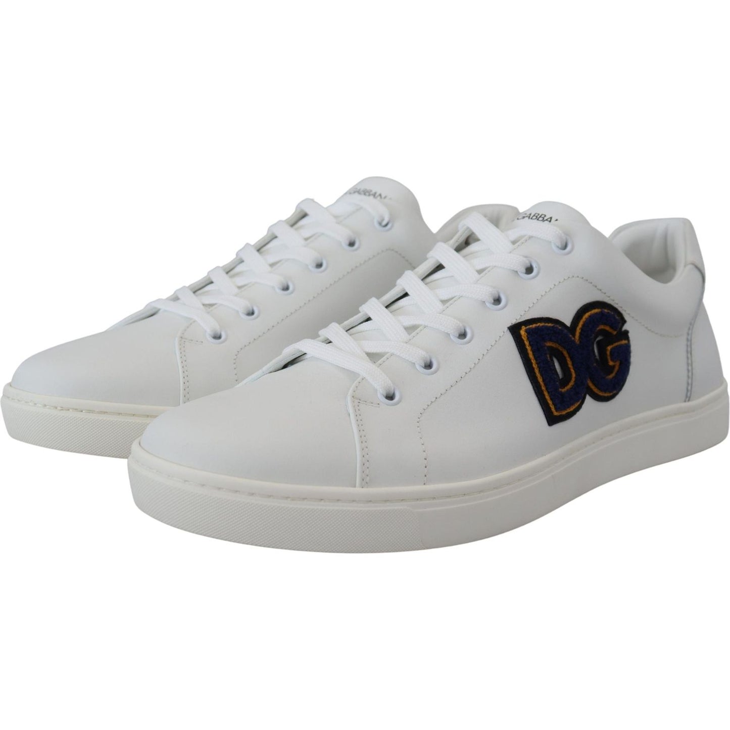 Dolce & Gabbana White Leather DG Logo Casual Sneakers Shoes