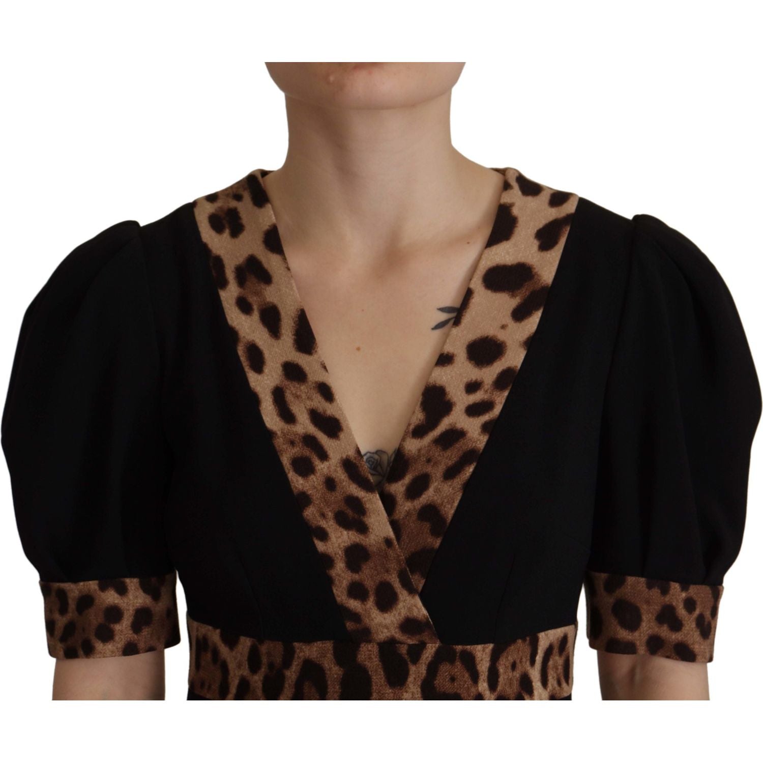 Dolce & Gabbana Black Leopard A-line Knee Length Dress