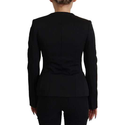 Dolce & Gabbana Black Slim Fit Long Sleeves Snap Jacket JKT3325- 38