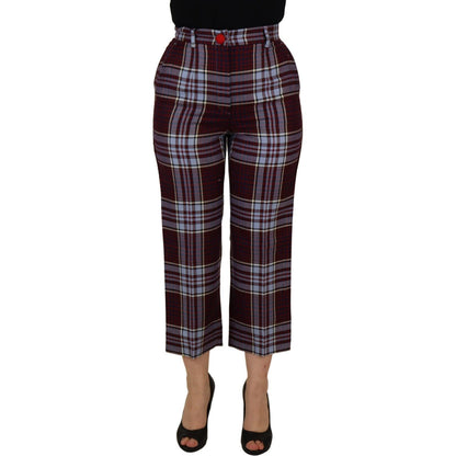 Dolce & Gabbana Gray Checked High Waist Cropped Trouser Pants