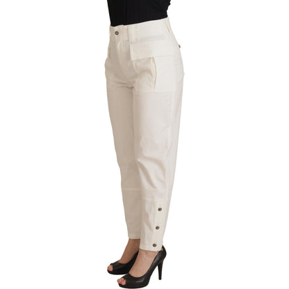 Dolce & Gabbana White High Waist Tapered Women Cotton Pants