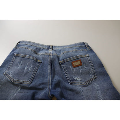 Dolce & Gabbana Blue Washed Cotton Skinny Low Waist Denim Jeans