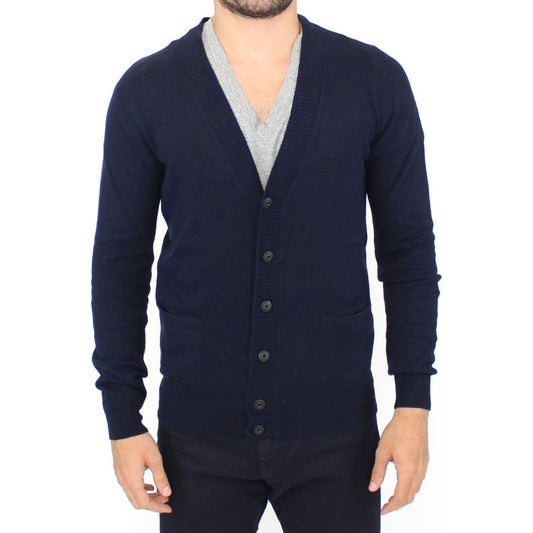 Ermanno Scervino Blue Wool Cashmere Cardigan Pullover Sweater SIG10106-4