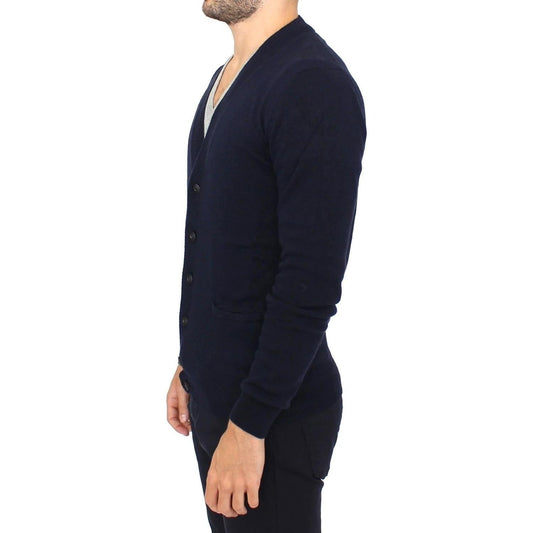 Ermanno Scervino Blue Wool Cashmere Cardigan Pullover Sweater SIG10106-4